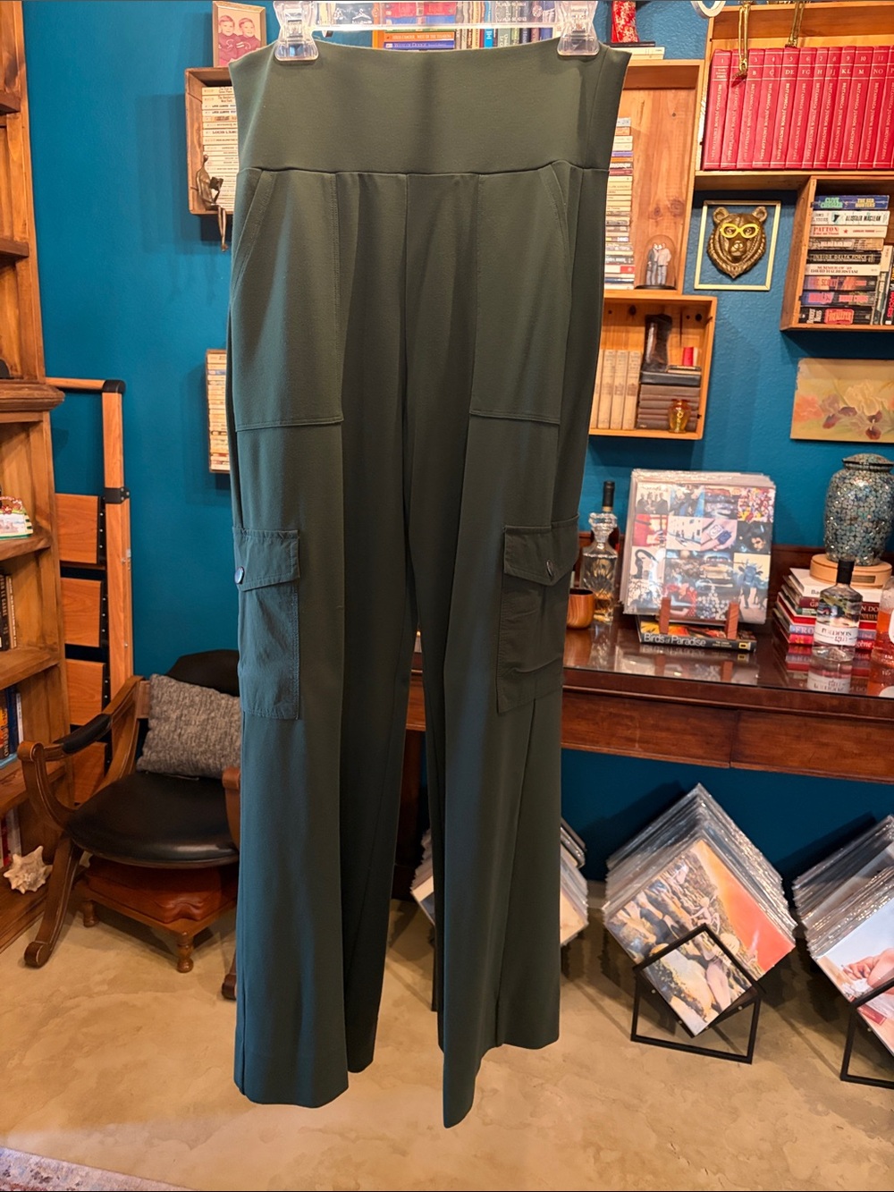 CAbi Wide-Leg Cargo Pants — Forest Green